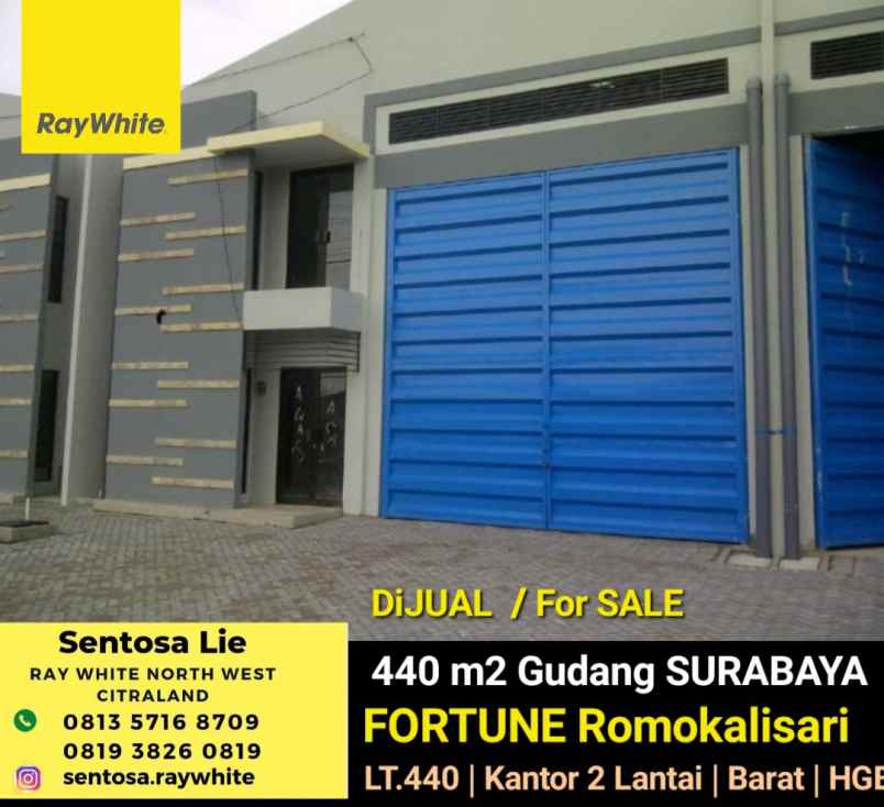dijual ruko gudang kantor jalan romokalisari