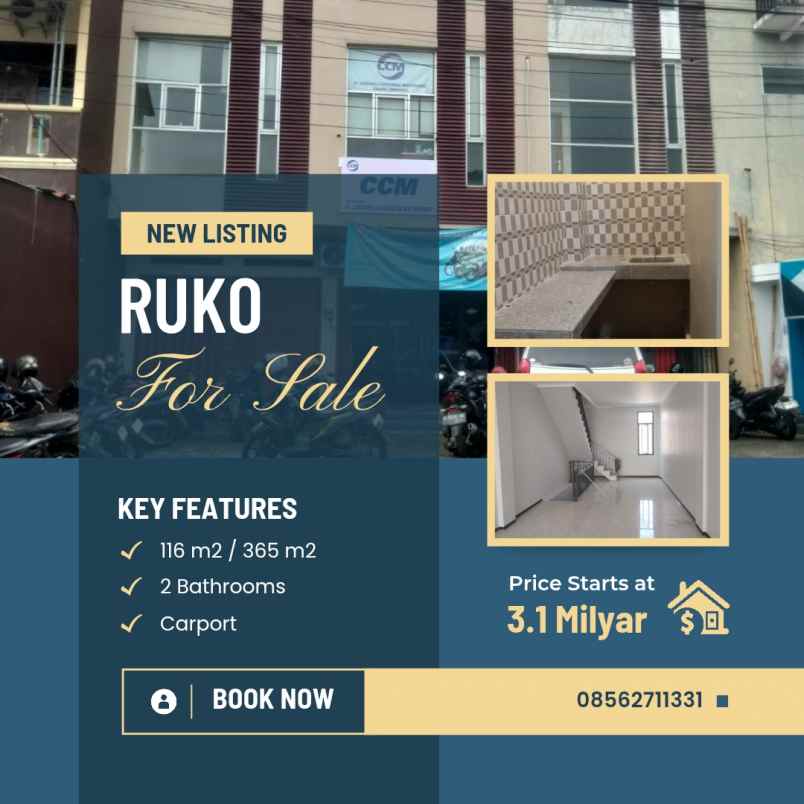 dijual ruko gudang kantor tentara pelajar