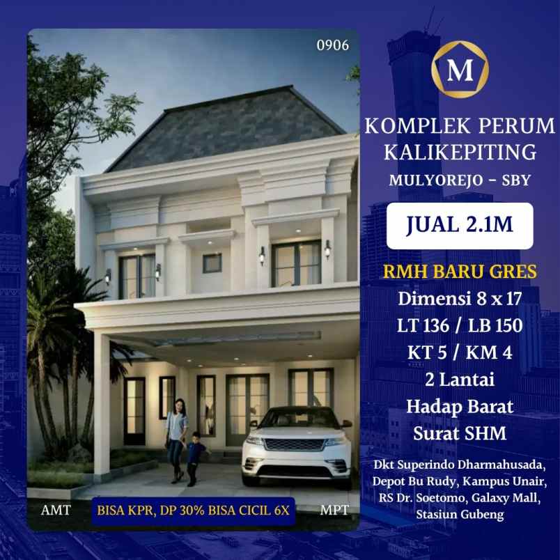 Dijual Rumah Baru Kalikepiting Surabaya 21m Bisa Kpr Hadap Barat Shm