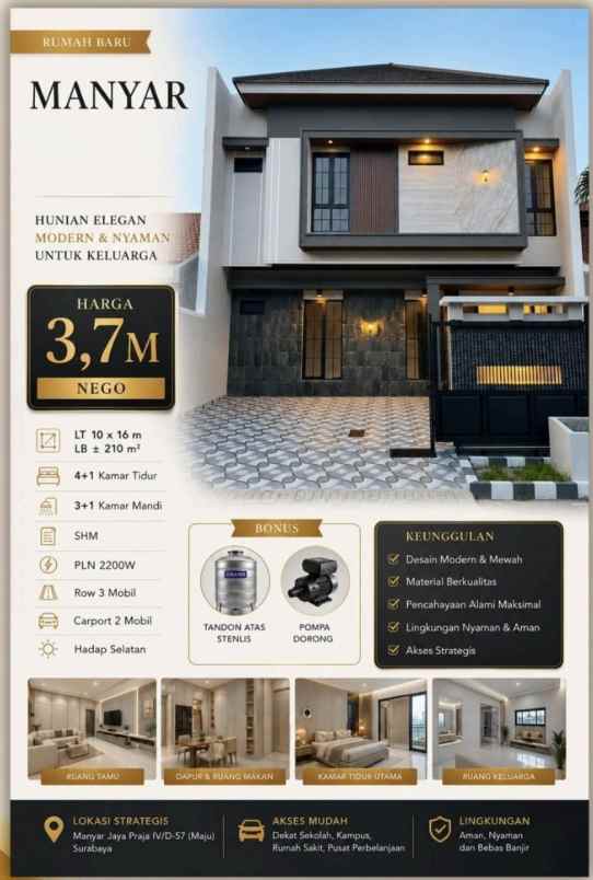 dijual rumah manyar jaya