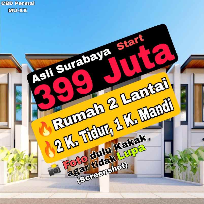 Rumah Murah Surabaya Minimalis 2 Lantai 300 Jutaan Kpr 3-4jutaan