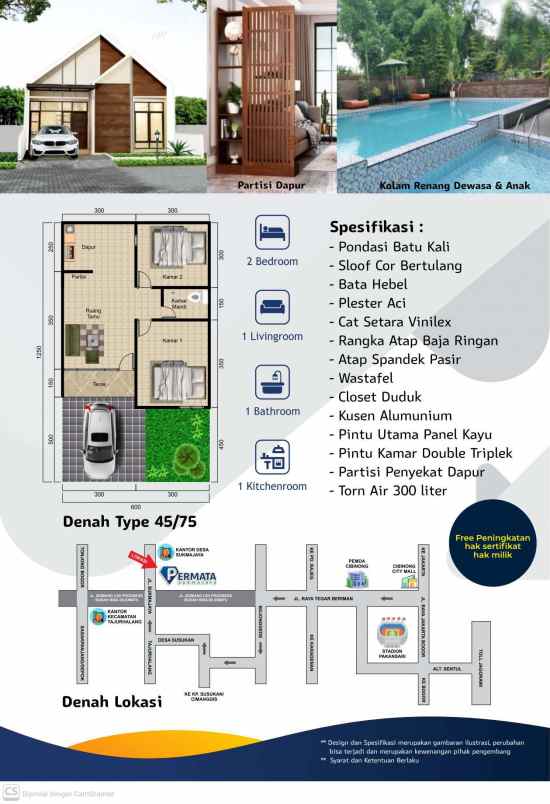 dijual rumah permata sukmajaya