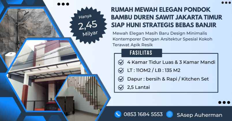 dijual rumah pondok bambu duren sawit