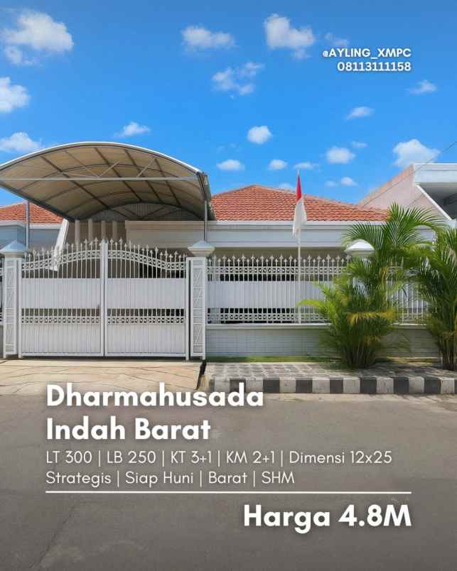dijual rumah rumah dharmahusada indah barat