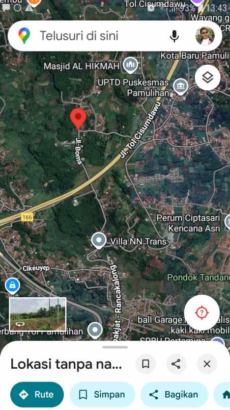 dijual tanah jl boma lembang pamulihan