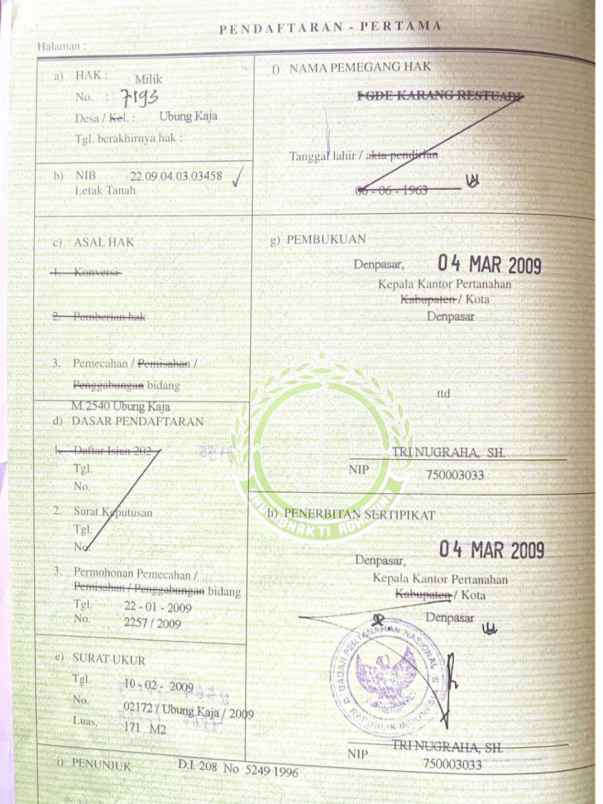dijual tanah jl cargo taman