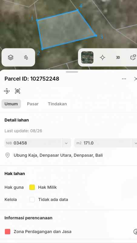 dijual tanah jl cargo taman