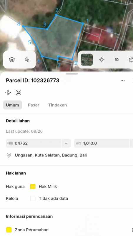 dijual tanah jl pura batu pageh