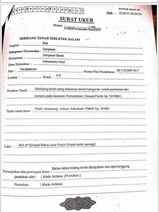 dijual tanah jl raya imam bonjol