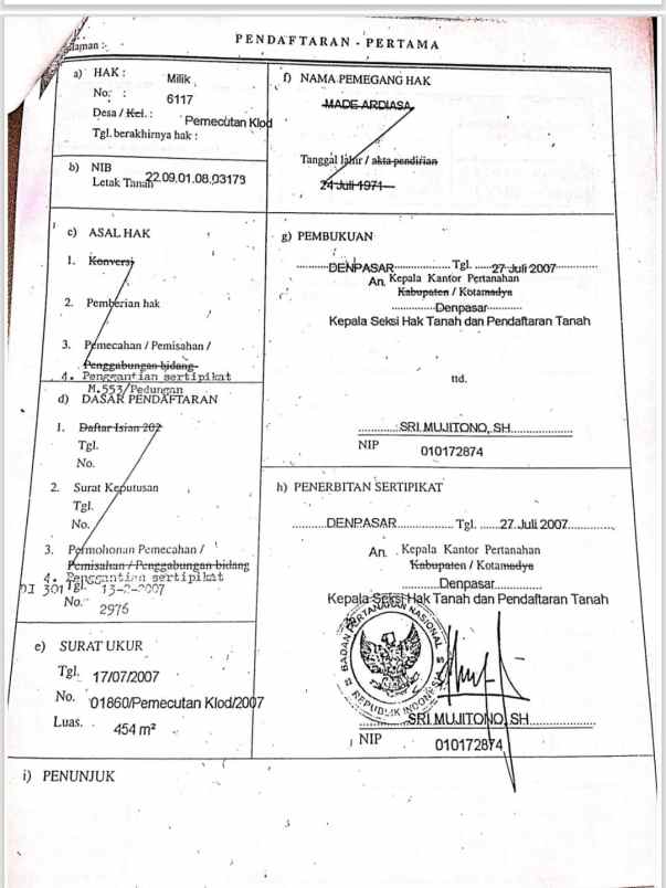 dijual tanah jl raya imam bonjol