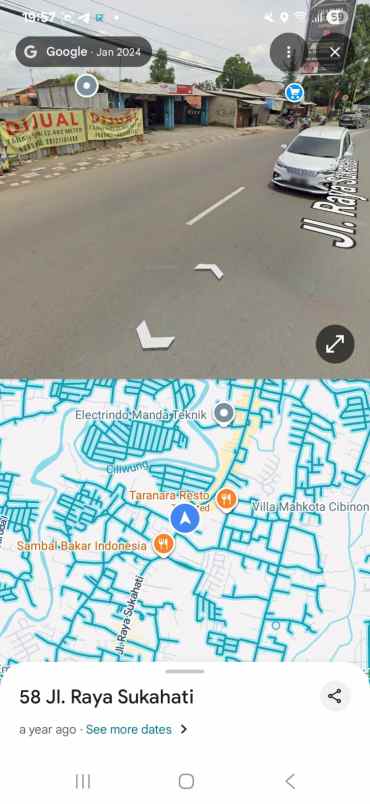 dijual tanah jl raya sukahati no 58