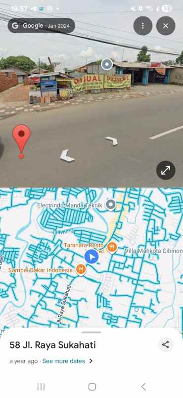 dijual tanah jl raya sukahati no 58