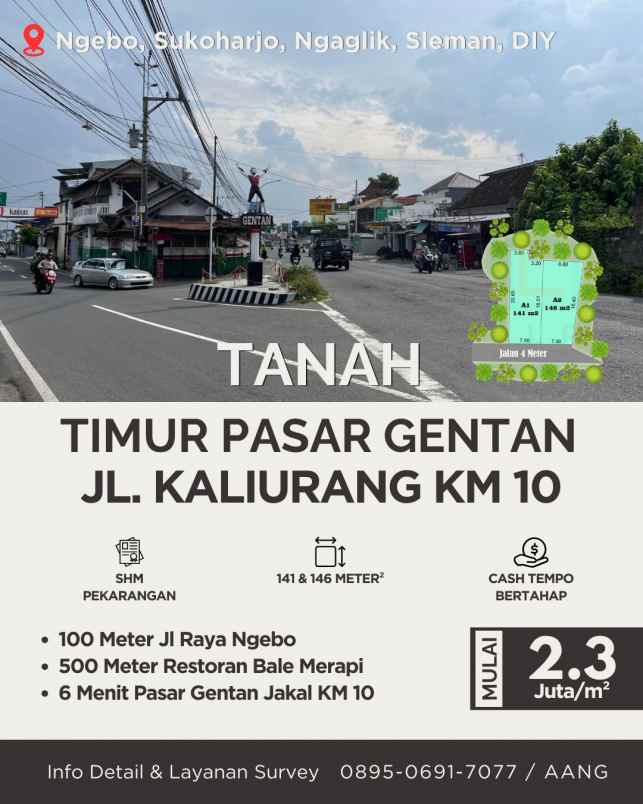 dijual tanah ngebo timur pasar gentan