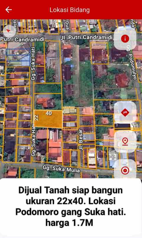 dijual tanah podomoro gang suka hati