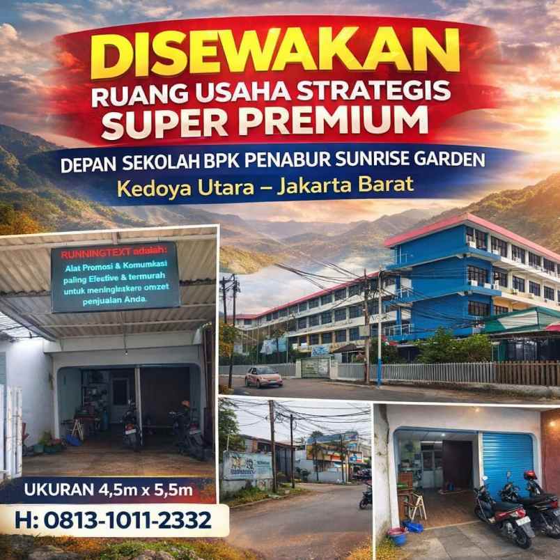 disewakan ruko gudang kantor kedoya utara kebon jeruk