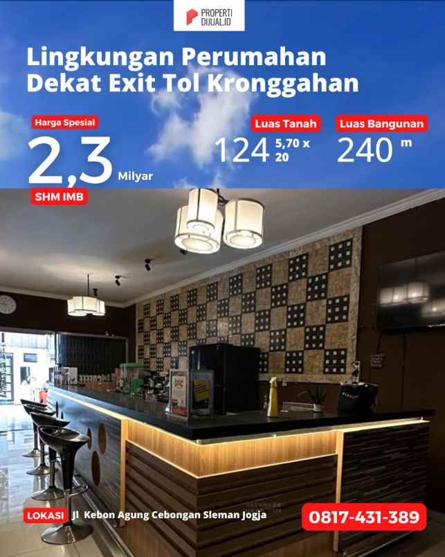 ruko dijual cepat mlati dekat tol kronggahan jogja