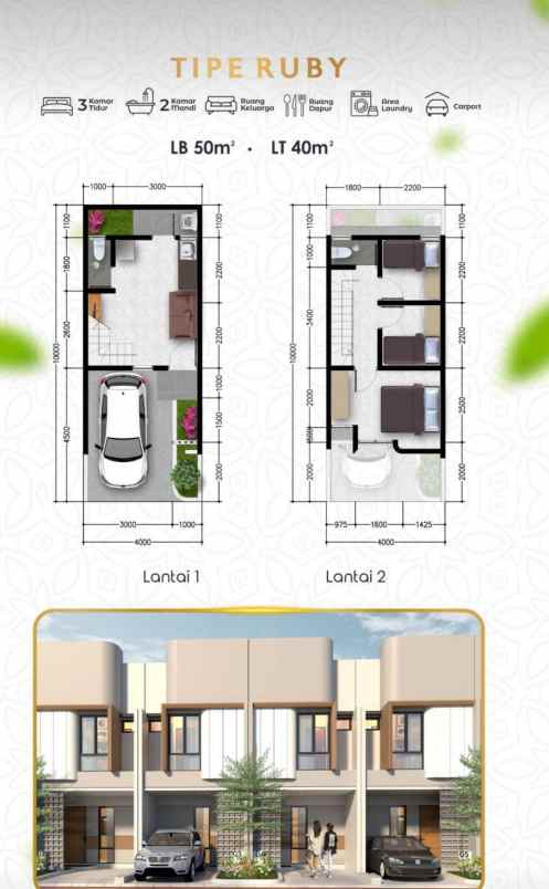 rumah 2 lantai dekat tol limo 495 jt an
