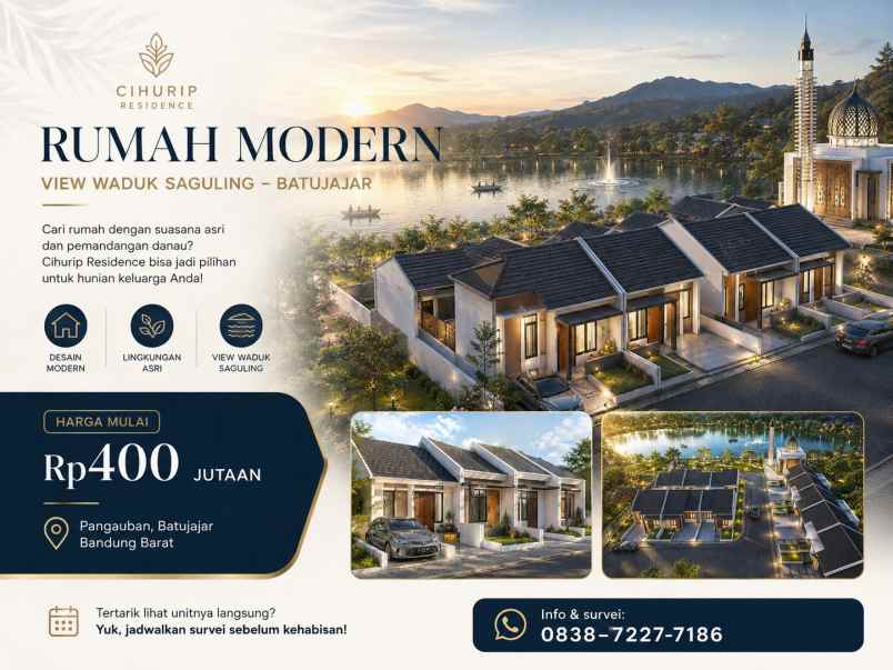 rumah dengan backyard dan carport di batujajar