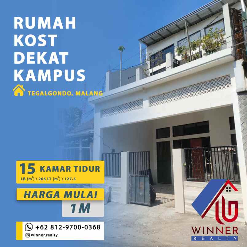 Rumah Kost Prospek 15 Kamar Kota Malang