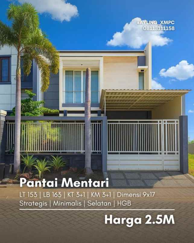 rumah pantai mentari strategis minimalis siap huni