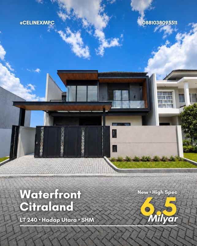 rumah waterfront citraland new high spec row 3 mobil