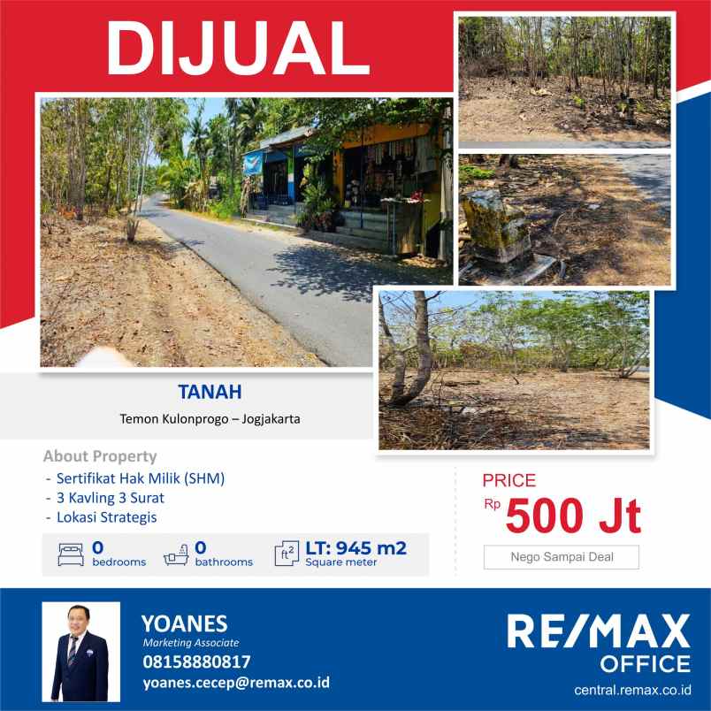tanah 945 m2 temon kulon progo