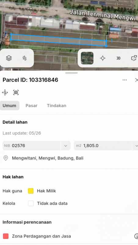 dijual 15 are jl siwa akses terminal mengwi badung