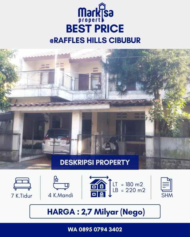 dijual 2 rumah jadi satu di raffles hills cibubur