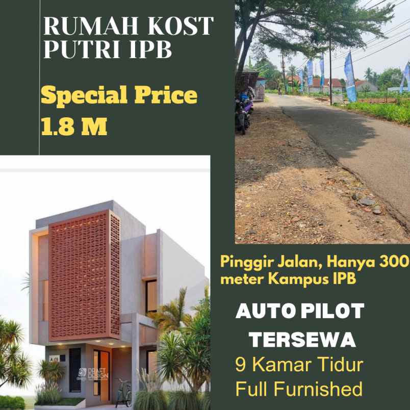 Rumah Kost Dijual Auto Pilot Tersewa 300meter Ipb Dramaga Pinggir Jl