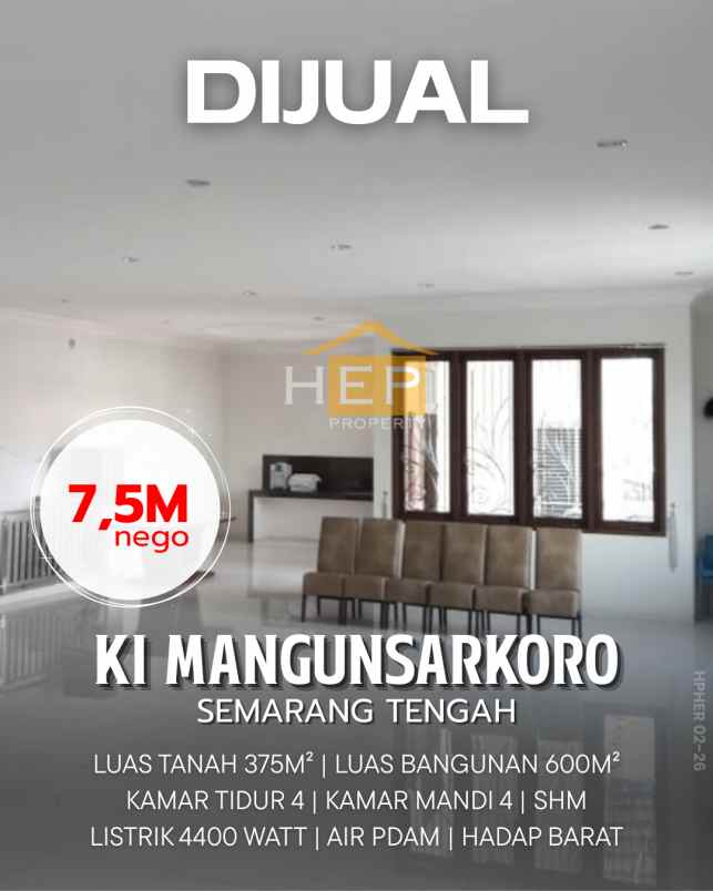 dijual ruko gudang kantor jalan ki mangunsarkoro