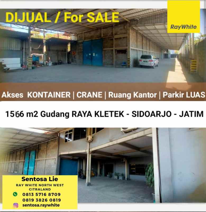 dijual ruko gudang kantor jalan raya kletek