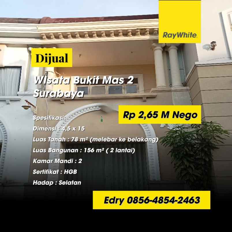 dijual ruko wisata bukit mas 2 lidah wetan surabaya