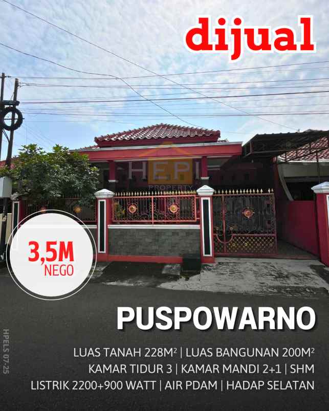 dijual rumah di puspowarno semarang