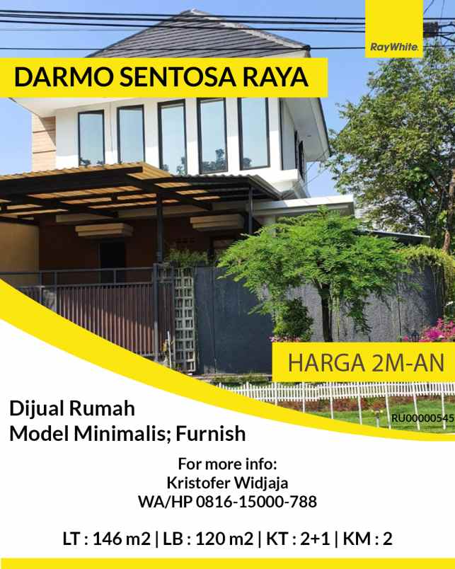 dijual rumah jajar tunggal darmo
