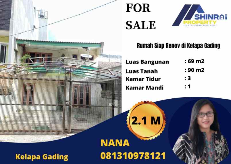Dijual Rumah Tua Siap Renovasi Di Kelapa Gading Jakarta Utara