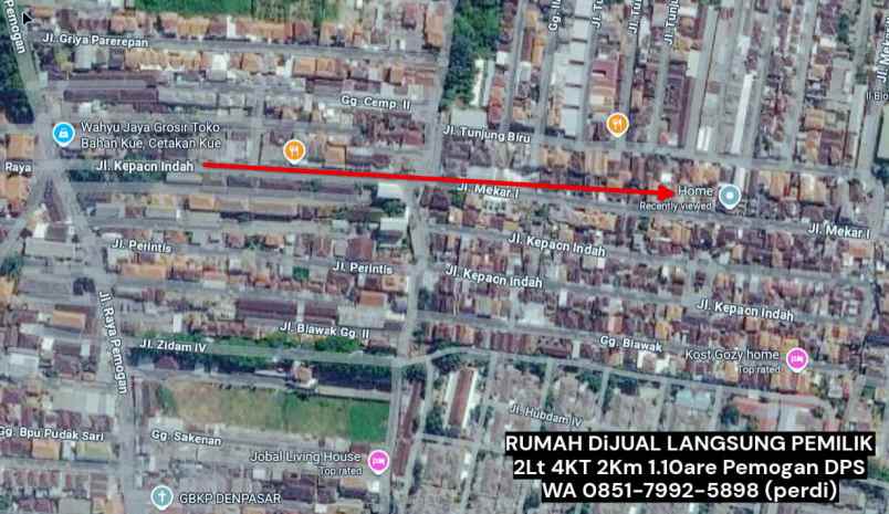 dijual rumah jalan mekar 1 no 17