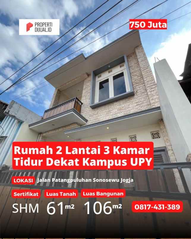 dijual rumah jalan patangpuluhan