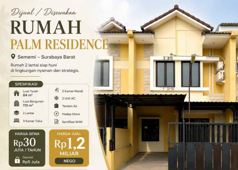 dijual rumah palm residence