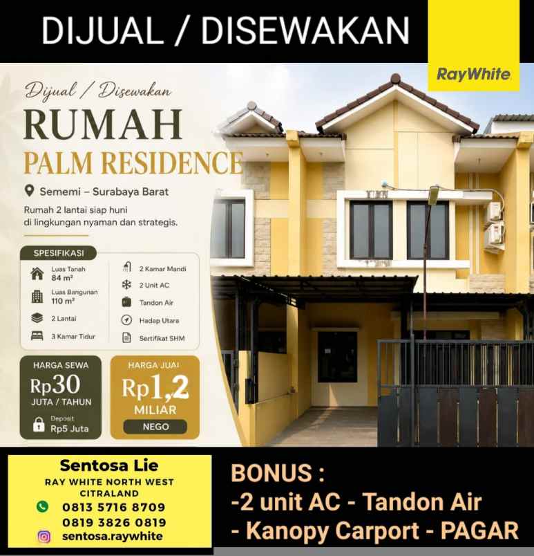 dijual rumah palm residence