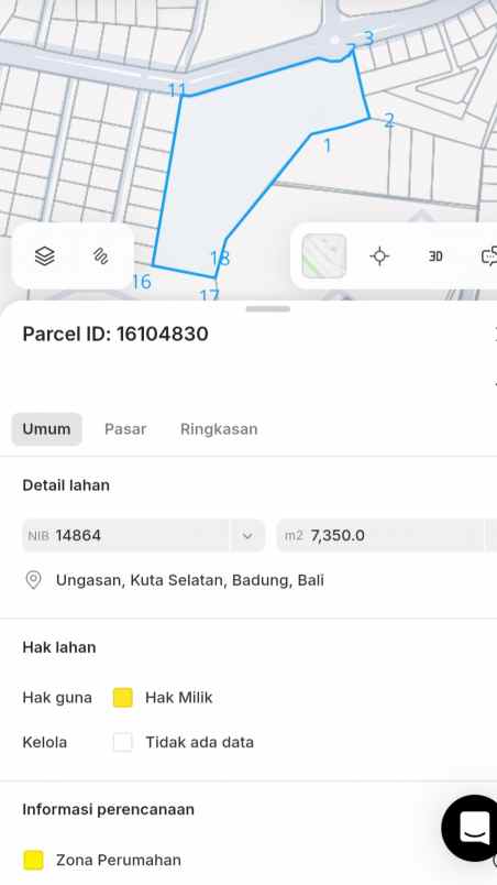 dijual tanah bingin sari pantung gwk