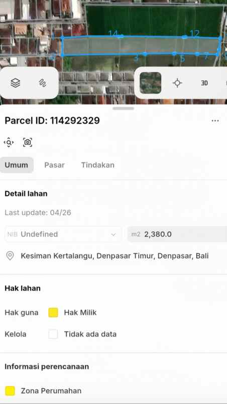 dijual tanah gatsu timur