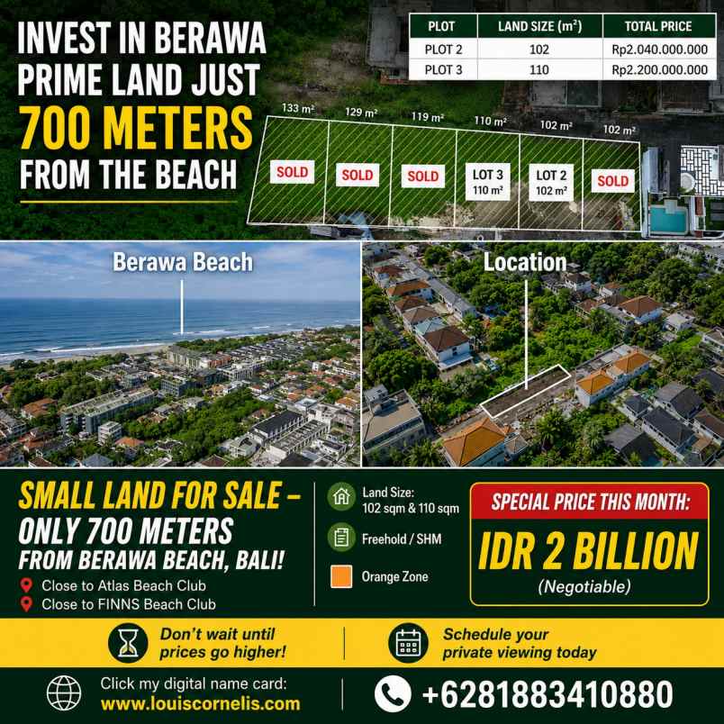 dijual tanah jalan pantai berawa