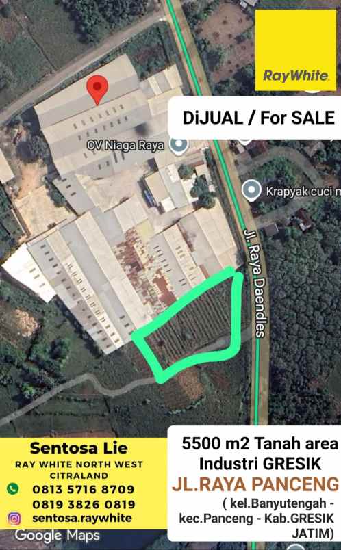 dijual tanah jalan raya panceng