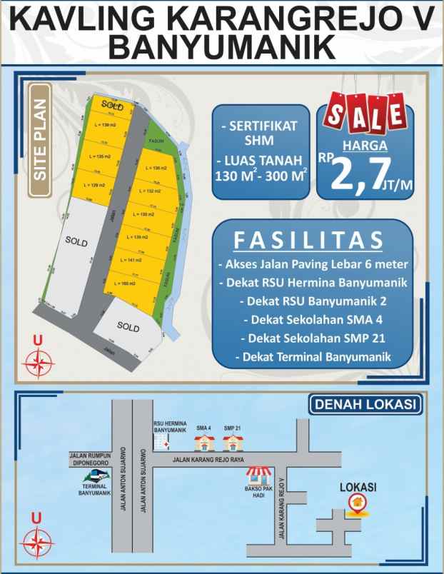 dijual tanah jl karangrejo v banyumanik
