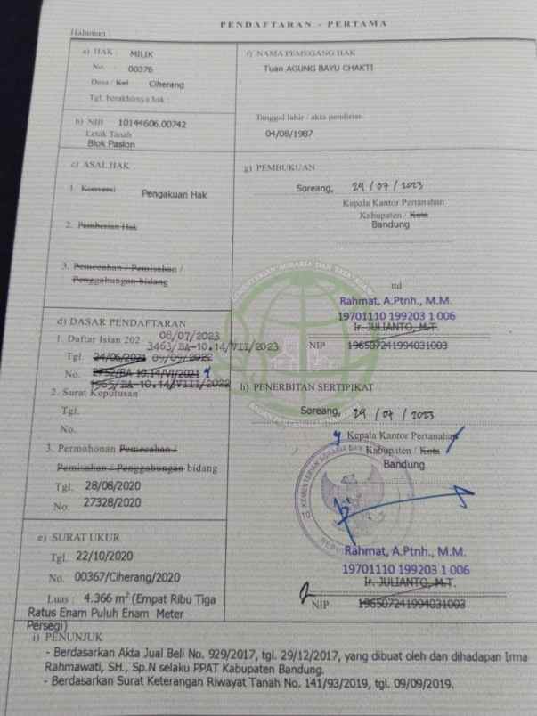 dijual tanah jl raya bandung garut