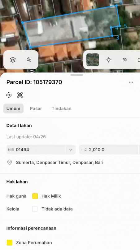 dijual tanah jl sma 3 nusa indah