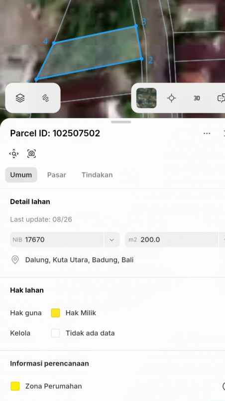 dijual tanah jl tuka