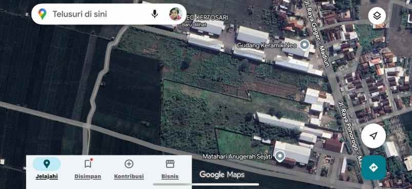 dijual tanah lahan kering luas 17044