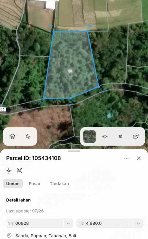 dijual tanah sanda pupuan tabanan