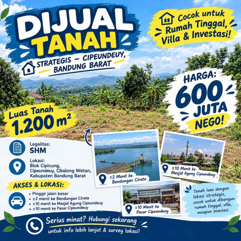 dijual tanah strategis di cipeundeuy bandung barat